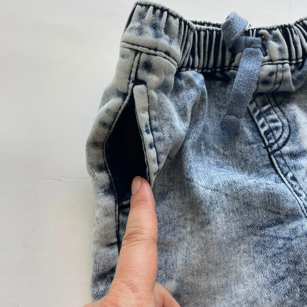7‎ For All Mankind Baby Boys Denim Shorts Blue Acid Wash Elastic Waist 18M